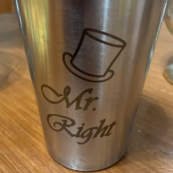 Mr.& Mrs. Brandy glasses & Stainless steel Mr. and Mrs. shakers. - Picture 4 of 9